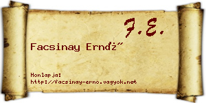 Facsinay Ernő névjegykártya